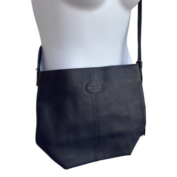M.I.L.A. Navy Joanie Blue Pebbled Leather Crossbody Bag NWT - Has Interior Mark - Picture 3 of 12
